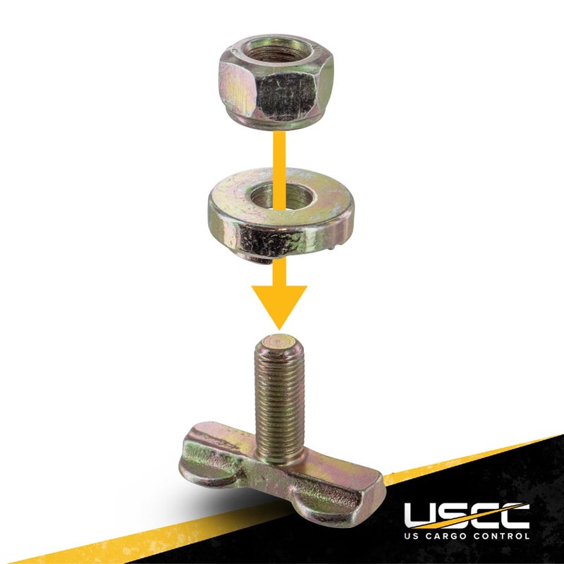 US Cargo Control L Track Threaded Bolt Double Stud Fitting, (10 Pack) 5,500 Pounds Break Strength, Use with L Track Rails in Your Truck Or Trailer to Create Heavy-Duty Bolt Down Anchor Points - Image 3